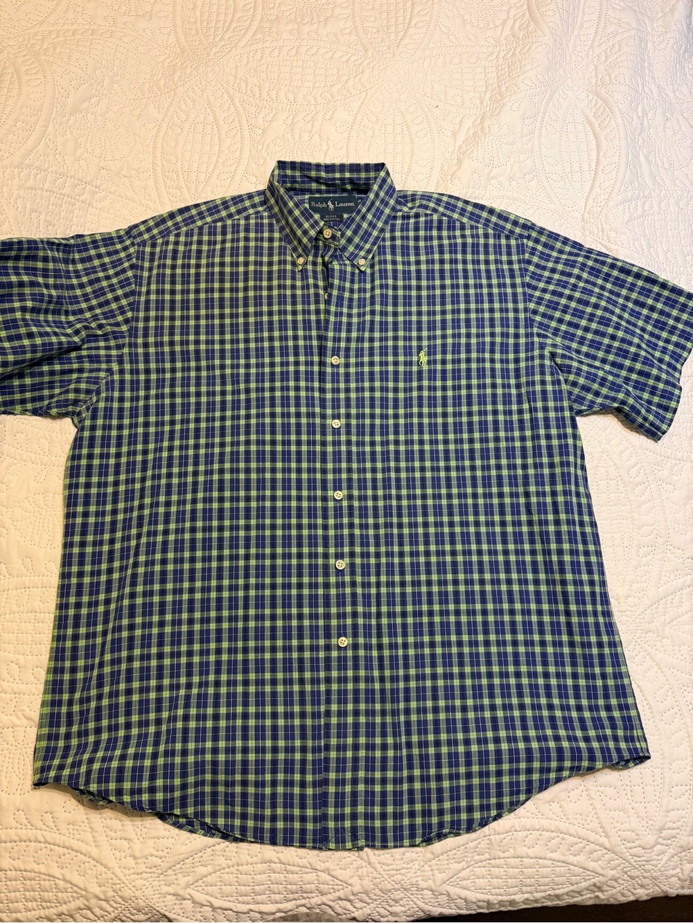 Ralph Lauren Blue & Green Plaid Short-Sleeve Button-Down Shirt